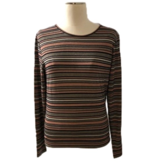 AÉROPOSTALE Long Sleeve Metallic Stripe Tee - Picture 2 of 4